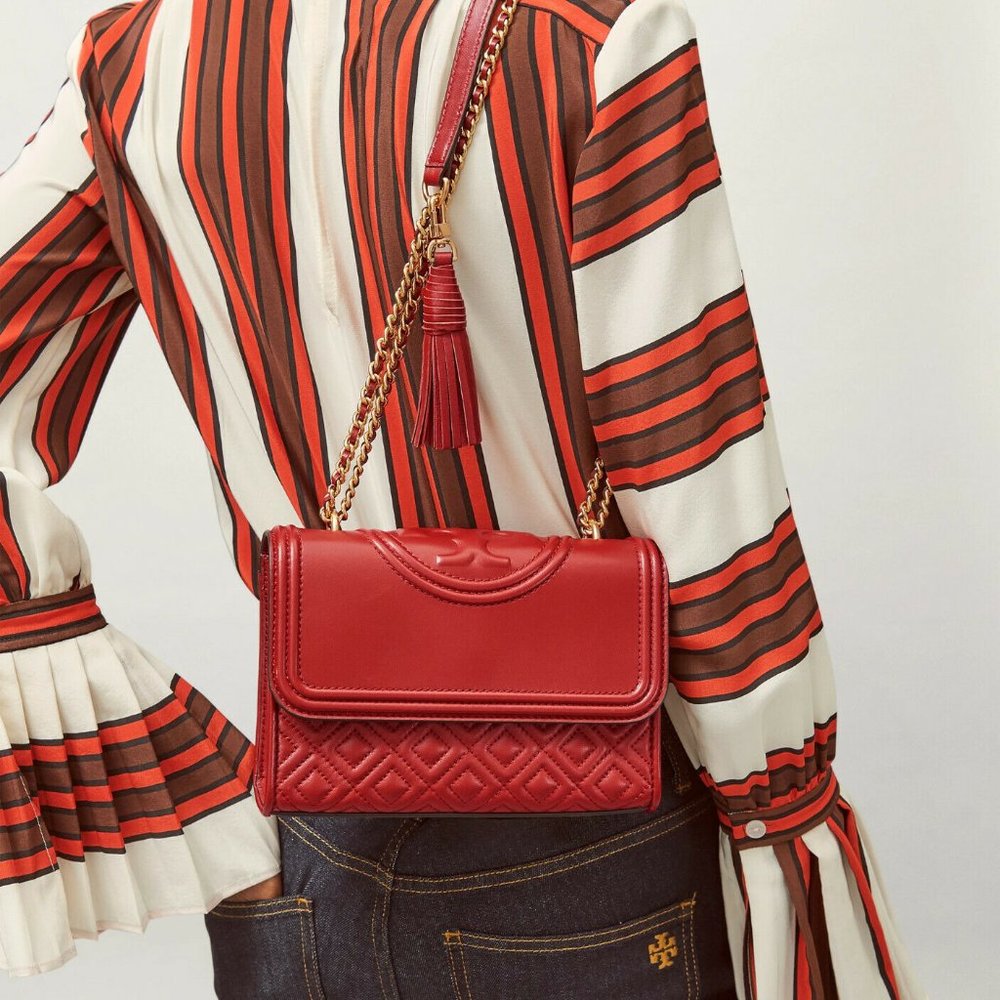 NWT Tory Burch Fleming Small Leather Shoulder Crossbody Bag CLOUD BLUE Authentic - Picture 8 of 15